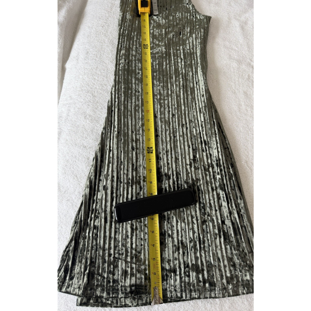 NWT Umgee Olive Green Pleated Crushed Velvet Wide Leg Pants Flare High Waist S - Picture 10 of 13